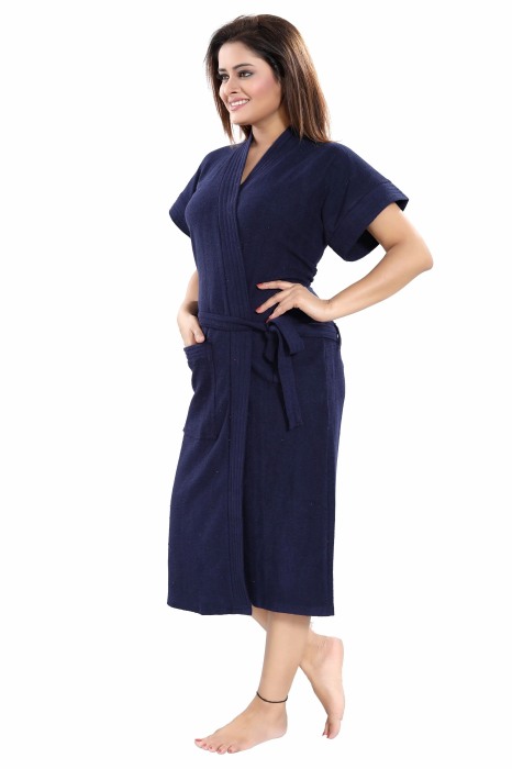 BATH ROBE NAVIBLUE  Solid Bath Robe