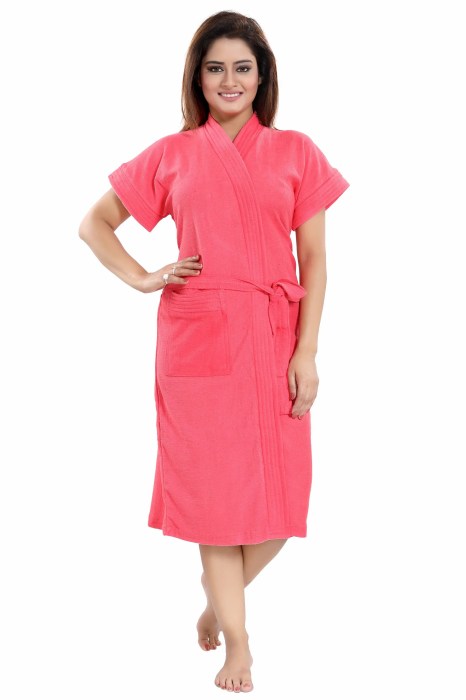 BATH ROBE PEACH Solid Bath Robe