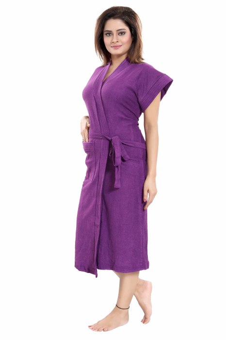 BATH ROBE PURPLE  Solid Bath Robe