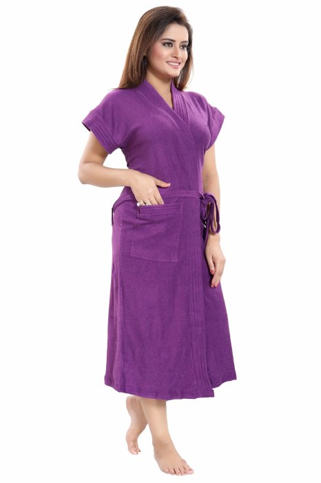 BATH ROBE PURPLE  Solid Bath Robe