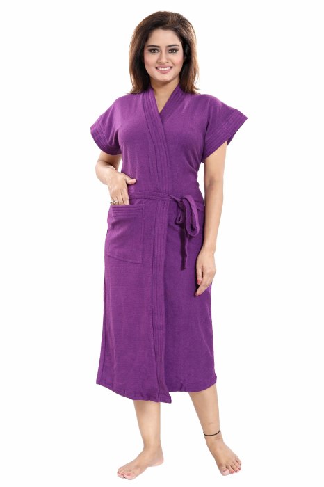 BATH ROBE PURPLE  Solid Bath Robe