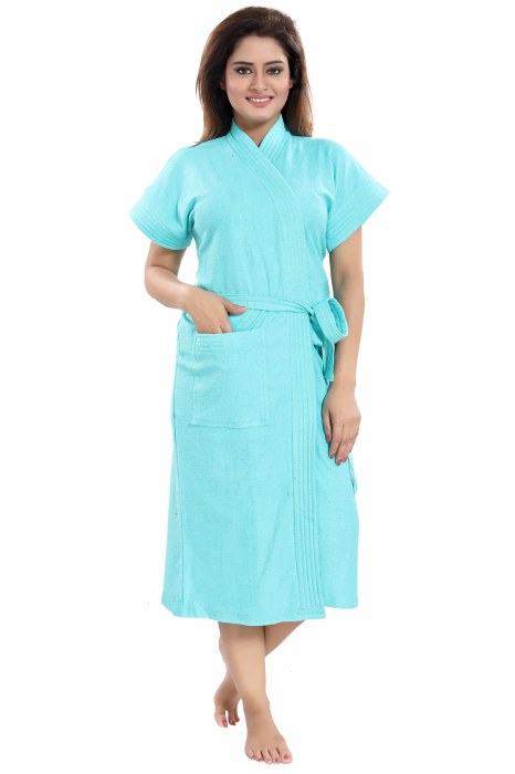 BATH ROBE SKYBLUE Solid Bath Robe