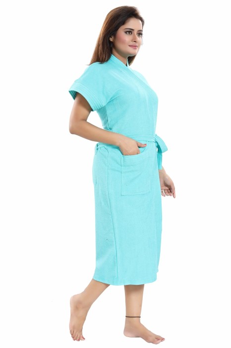 BATH ROBE SKYBLUE Solid Bath Robe