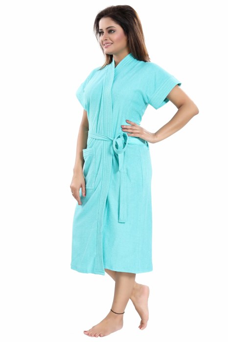 BATH ROBE SKYBLUE Solid Bath Robe