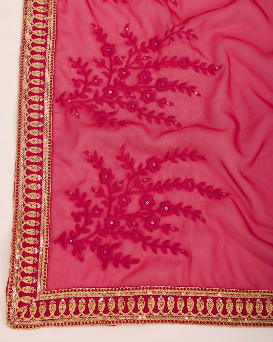 Jiya Soft Georgette fabric with Embroidered sequins work Red Sarees Net Sarees