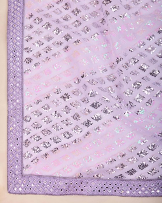 Lpurple Georgette  fabric with C pallu All Over Sequence Work Net Sarees