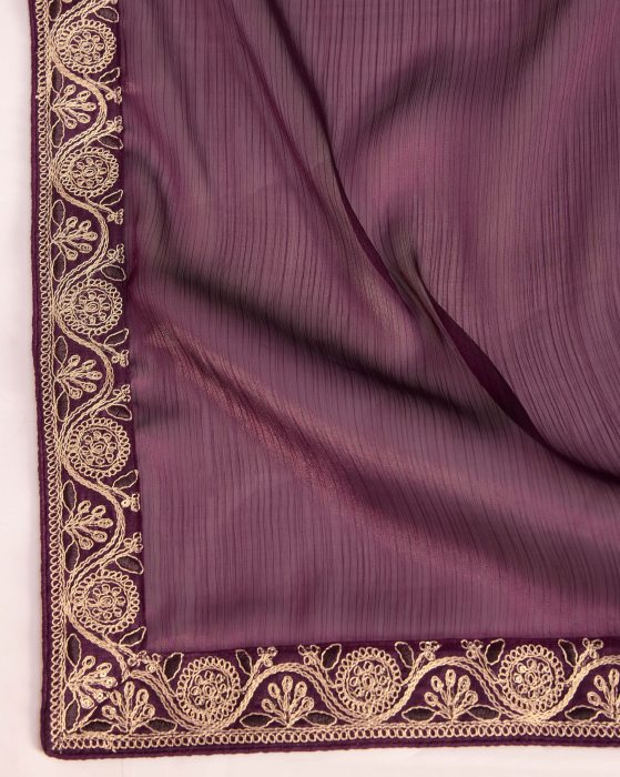 Marron Party Wear Soft Premium Burberry silk Saree Net Sarees