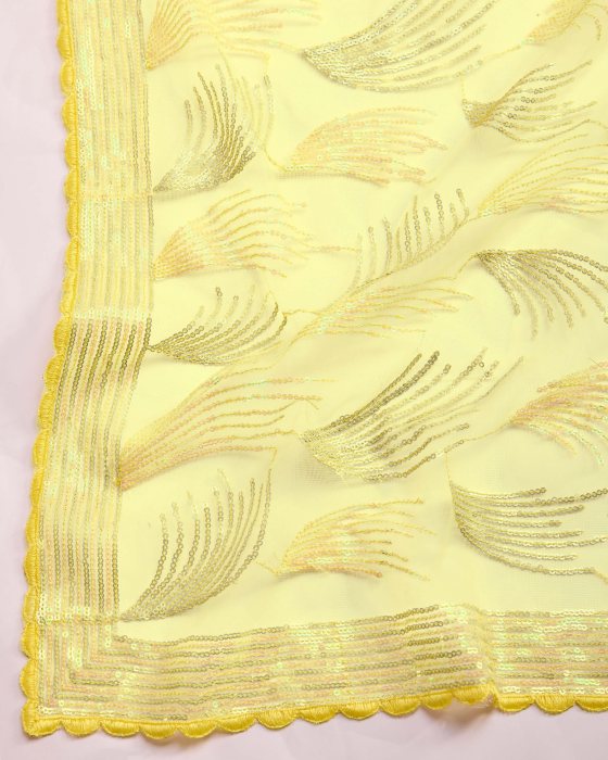 Over Sequence Work  Leaf Yellow Net Sarees