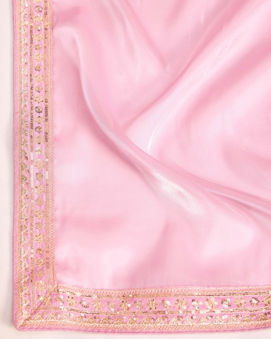 Party Wear Soft Premium Zimmy Chu  silk Saree Pink Net Sarees