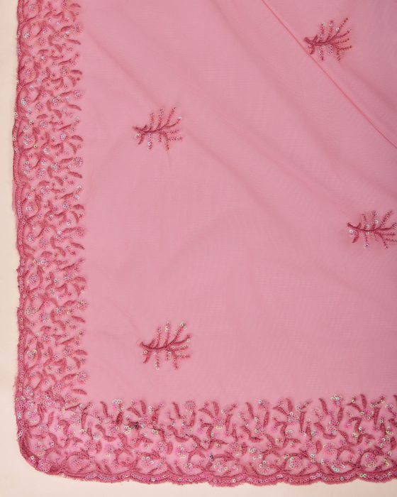Peach Sequance Embroidery design Work Sarees Net Sarees