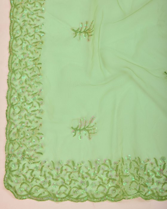 Pista Sequance Embroidery design Work Sarees Net Sarees