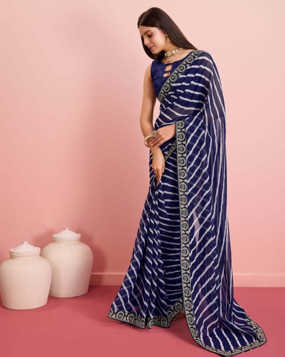 premium Soft Georgette fabric with Embroidered sequins work Saree Blue Net Sarees