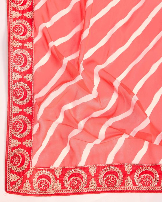 premium Soft Georgette fabric with Embroidered sequins work Saree Orange Net Sarees