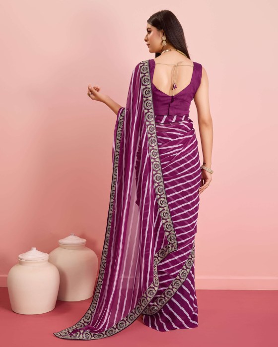 premium Soft Georgette fabric with Embroidered sequins work Saree purple Net Sarees