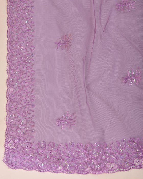 Purple Sequance Embroidery design Work Sarees Net Sarees