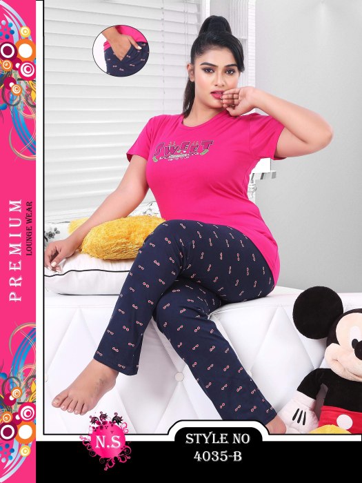 rani hosiery cotton sinkar top with pyjama set night suit women night suit