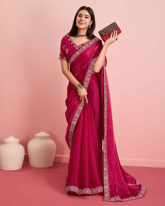 Rani Party Wear Soft Premium Burberry silk Saree