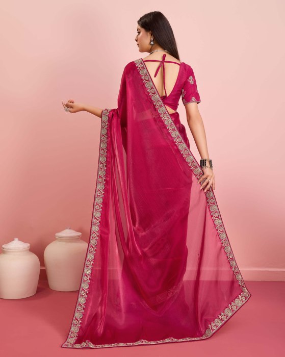 Rani Party Wear Soft Premium Burberry silk Saree Net Sarees