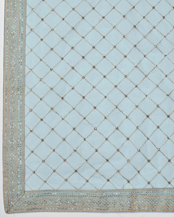 Sky Blue Net fabric Embroidery work Sarees Net Sarees