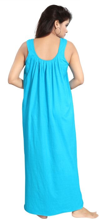 Women comfortable housiey cotton Plain premium solid Soft and Lightweight Full Length Sleeveless Nightwear for everyday use skyblue COTTON NIGHT SLIP