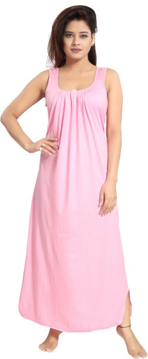 Women comfortable housiey cotton Plain premium solid Soft and Lightweight Full Length Sleeveless Nightwear for everyday use lpink COTTON NIGHT SLIP