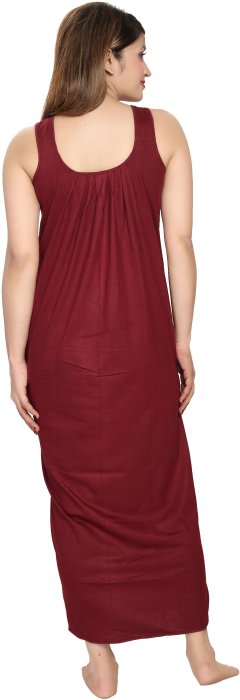 Women comfortable housiey cotton Plain premium solid Soft and Lightweight Full Length Sleeveless Nightwear for everyday use maroon COTTON NIGHT SLIP