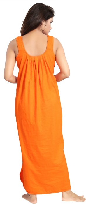 Women comfortable housiey cotton Plain premium solid Soft and Lightweight Full Length Sleeveless Nightwear for everyday use orange COTTON NIGHT SLIP