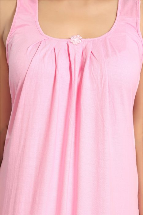 Women comfortable housiey cotton Plain premium solid Soft and Lightweight Full Length Sleeveless Nightwear for everyday use lpink COTTON NIGHT SLIP