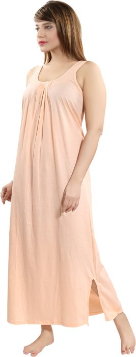 Women comfortable housiey cotton Plain premium solid Soft and Lightweight Full Length Sleeveless Nightwear for everyday use peach COTTON NIGHT SLIP