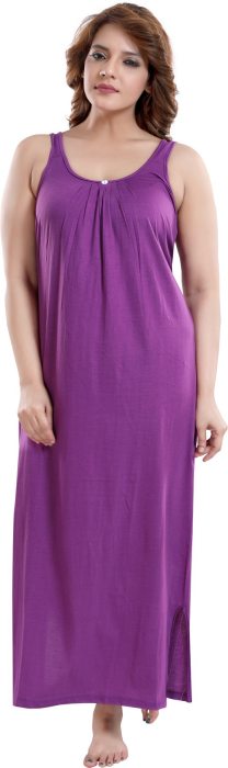 Women comfortable housiey cotton Plain premium solid Soft and Lightweight Full Length Sleeveless Nightwear for everyday use purple COTTON NIGHT SLIP