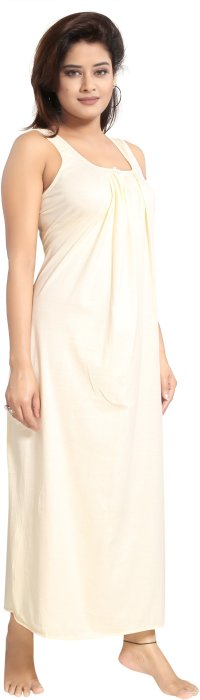 Women comfortable housiey cotton Plain premium solid Soft and Lightweight Full Length Sleeveless Nightwear for everyday use lyellow COTTON NIGHT SLIP