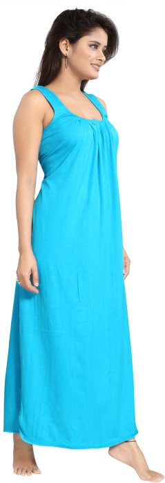 Women comfortable housiey cotton Plain premium solid Soft and Lightweight Full Length Sleeveless Nightwear for everyday use skyblue COTTON NIGHT SLIP