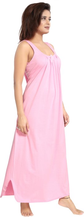 Women comfortable housiey cotton Plain premium solid Soft and Lightweight Full Length Sleeveless Nightwear for everyday use lpink COTTON NIGHT SLIP