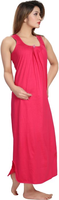 Women comfortable housiey cotton Plain premium solid Soft and Lightweight Full Length Sleeveless Nightwear for everyday use rani COTTON NIGHT SLIP