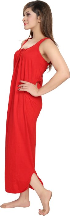 Women comfortable housiey cotton Plain premium solid Soft and Lightweight Full Length Sleeveless Nightwear for everyday use red COTTON NIGHT SLIP