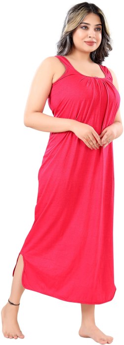 Women comfortable housiey cotton Plain premium solid Soft and Lightweight Full Length Sleeveless Nightwear for everyday use pink COTTON NIGHT SLIP