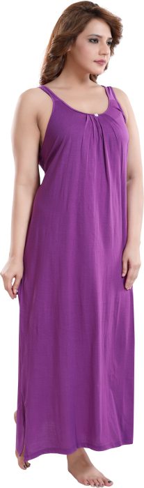 Women comfortable housiey cotton Plain premium solid Soft and Lightweight Full Length Sleeveless Nightwear for everyday use purple COTTON NIGHT SLIP