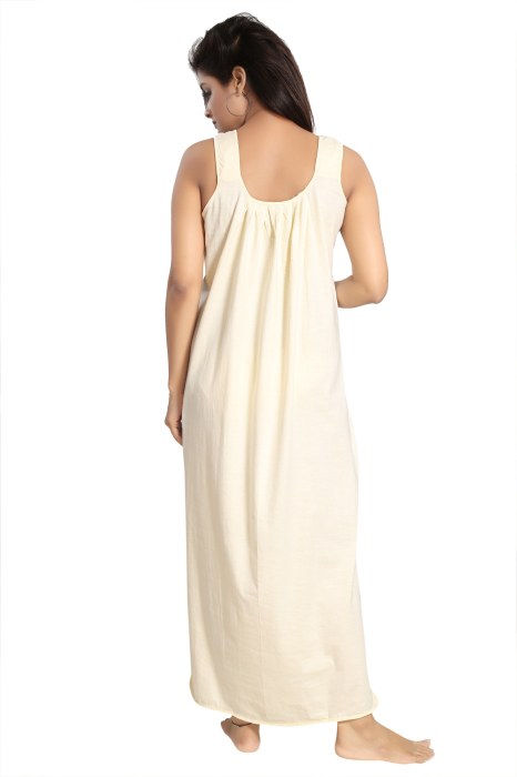 Women comfortable housiey cotton Plain premium solid Soft and Lightweight Full Length Sleeveless Nightwear for everyday use lyellow COTTON NIGHT SLIP