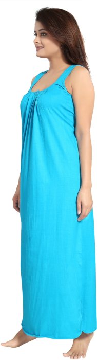 Women comfortable housiey cotton Plain premium solid Soft and Lightweight Full Length Sleeveless Nightwear for everyday use skyblue COTTON NIGHT SLIP