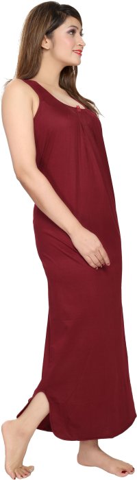 Women comfortable housiey cotton Plain premium solid Soft and Lightweight Full Length Sleeveless Nightwear for everyday use maroon COTTON NIGHT SLIP