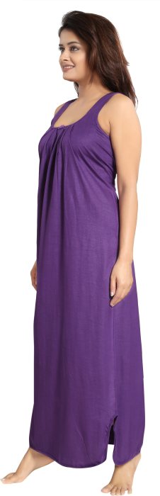 Women comfortable housiey cotton Plain premium solid Soft and Lightweight Full Length Sleeveless Nightwear for everyday use dpurple COTTON NIGHT SLIP