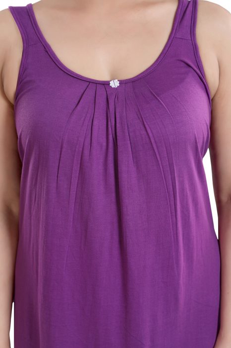 Women comfortable housiey cotton Plain premium solid Soft and Lightweight Full Length Sleeveless Nightwear for everyday use purple COTTON NIGHT SLIP