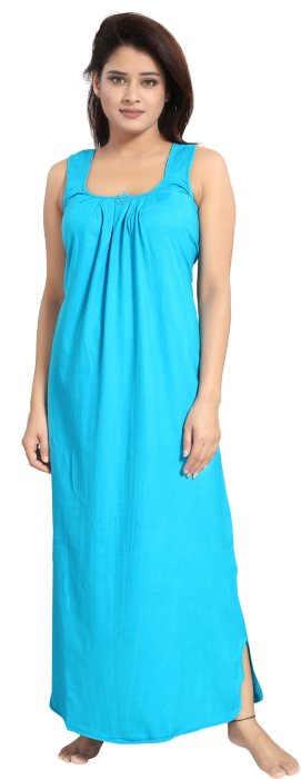 Women comfortable housiey cotton Plain premium solid Soft and Lightweight Full Length Sleeveless Nightwear for everyday use skyblue COTTON NIGHT SLIP